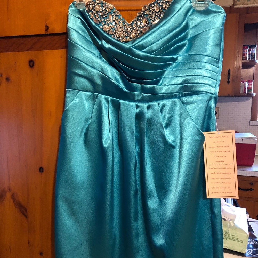 Teal dress with silver bling!